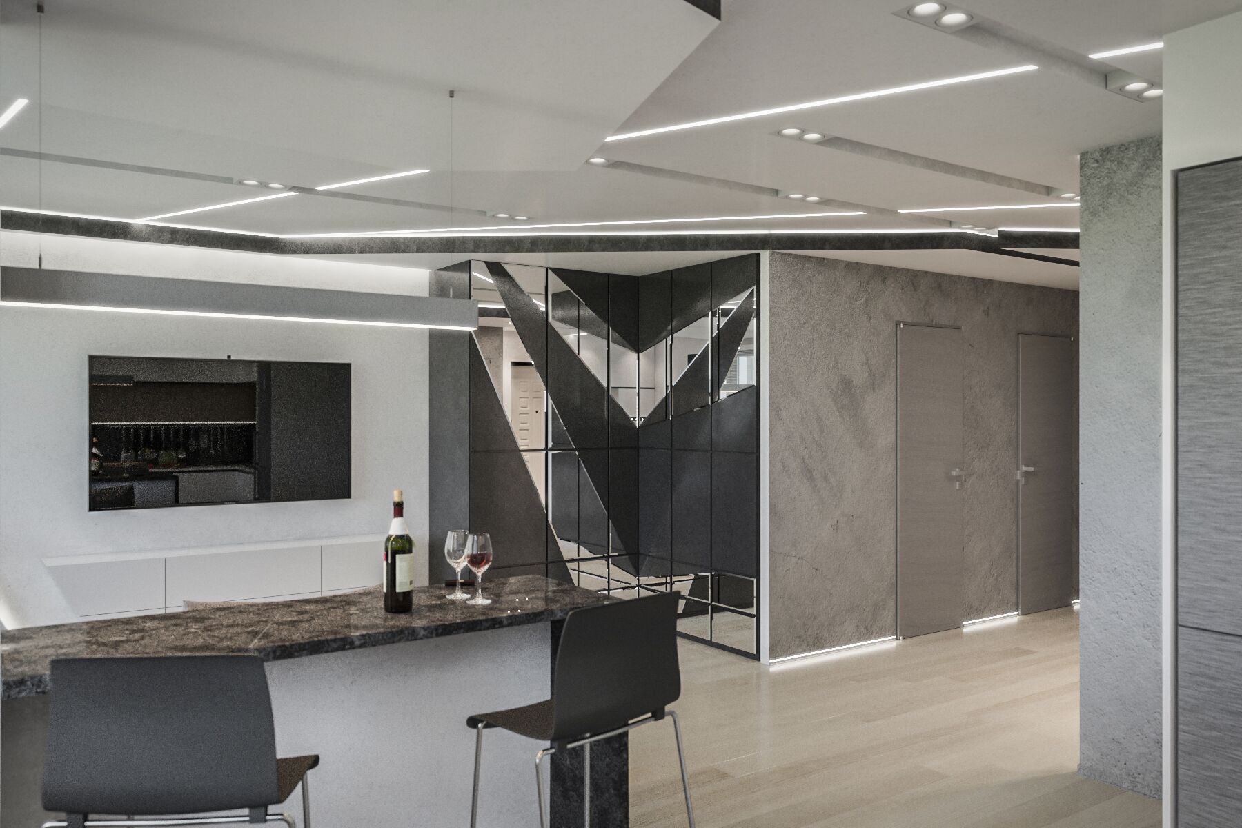 Дизайн интерьера рабочего кабинета в квартире в Минске