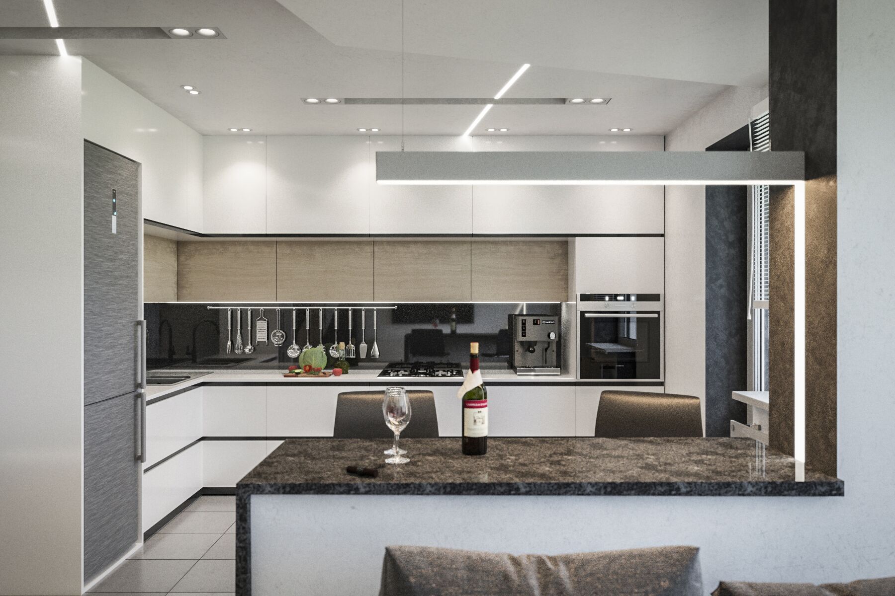 Дизайн интерьера кухни в квартире в Минске